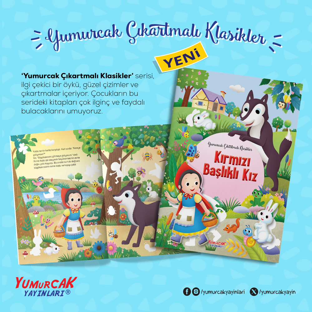 📚✨ Klasikler şimdi çok daha eğlenceli!
Çocuklar, dünyanın en sevilen klasik hikâyelerini okurken bir yandan da çıkartmalarla hikâyenin dünyasına katılıyor! 🎨🌟
🧩 Eğlenceli çıkartmalar
📖 Sevilen klasik hikâyeler
👧🧒 Çocukların ilgisini destekleyen renkli sayfalar
💛 Okumayı ve keşfetmeyi eğlenceye dönüştüren bir seri
Yumurcak Çıkartmalı Klasikler Serisi, çocukları klasiklerle tanıştırırken onların hayal gücüne ve kitap sevgisine de eşlik ediyor. 🌈📚
Oku, keşfet, çıkartmaları yerleştir ve hikâyeyi tamamla! ✨
#YumurcakYayınları #ÇıkartmalıKlasikler #ÇocukKitapları #Klasikler #KitapSevgisi