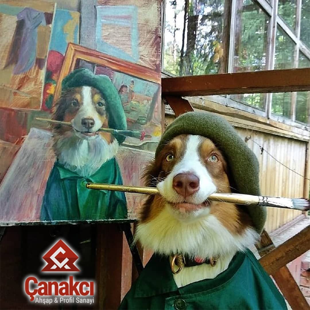 Vincent Van Dogh hatrı sayılır bir müşterimizdir 😊 🐕🎨🖌️
.
.
.
#çanakcıahşap #art #sanat #köpek #komik