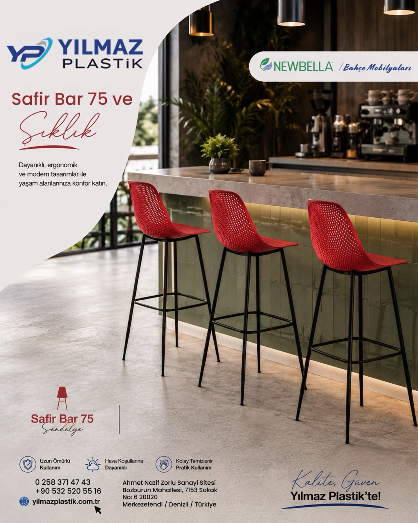 🪑 Safir Bar Sandalye 75 cm ile mekânınıza şıklık katın!
Modern tasarımı, sağlam yapısı ve kullanışlı formuyla Safir Bar, kafe, restoran, bar ve işletmeler için ideal bir seçim.
✨ Şık tasarım
💪 Dayanıklı yapı
🎨 Farklı renk seçenekleri
📦 Toptan satış imkânı
İşletmeniz için doğru sandalye, Yılmaz Plastik’te!
📞 0 (258) 371 47 43 | 0532 520 55 16
📍 Merkezefendi / Denizli
#YılmazPlastik #SafirBar #BarSandalyesi #ToptanSatış #Keşfet